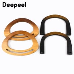 Deepeel 2/4Pcs 12-18cm Natural Wooden Handbag Handle D-ring Frame Handles for Purse Woven Bag DIY Luggage Crafts Accessories
