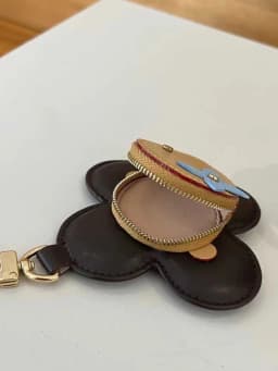 Flower Leather Coin Purse | Genuine Leather Bag Charm Keychain | Handmade Zippered Pouch with Grommet Eyes for Women Gift