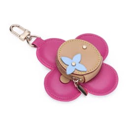 Flower Leather Coin Purse | Genuine Leather Bag Charm Keychain | Handmade Zippered Pouch with Grommet Eyes for Women Gift