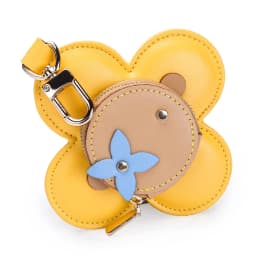 Flower Leather Coin Purse | Genuine Leather Bag Charm Keychain | Handmade Zippered Pouch with Grommet Eyes for Women Gift