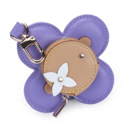 Flower Leather Coin Purse | Genuine Leather Bag Charm Keychain | Handmade Zippered Pouch with Grommet Eyes for Women Gift