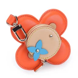 Flower Leather Coin Purse | Genuine Leather Bag Charm Keychain | Handmade Zippered Pouch with Grommet Eyes for Women Gift
