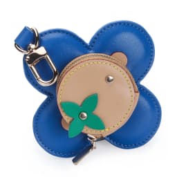 Flower Leather Coin Purse | Genuine Leather Bag Charm Keychain | Handmade Zippered Pouch with Grommet Eyes for Women Gift