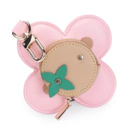 Flower Leather Coin Purse | Genuine Leather Bag Charm Keychain | Handmade Zippered Pouch with Grommet Eyes for Women Gift