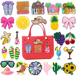 1PCS Summer Style Fruit Plant Women‘s Bag Charms Cactus Shiny Bow Fashion Handbag Decorations Beach Tote Bag Accessories