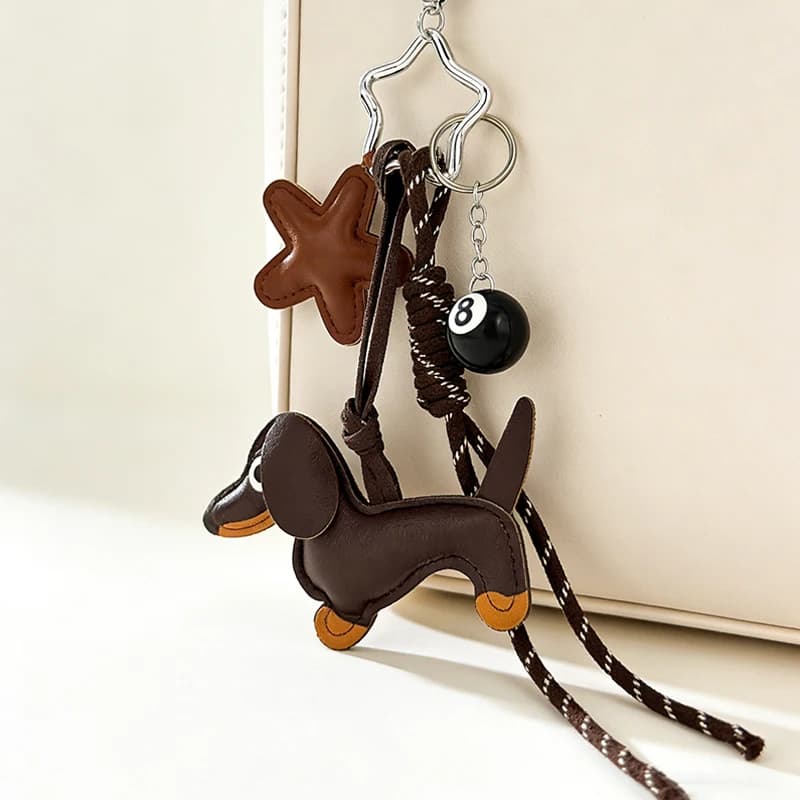 New Sausage Dog Bag Charm Keychain DIY Pendant, Sausage Dog Handbag Wallet Hanging Decorative , Keychain Accessories