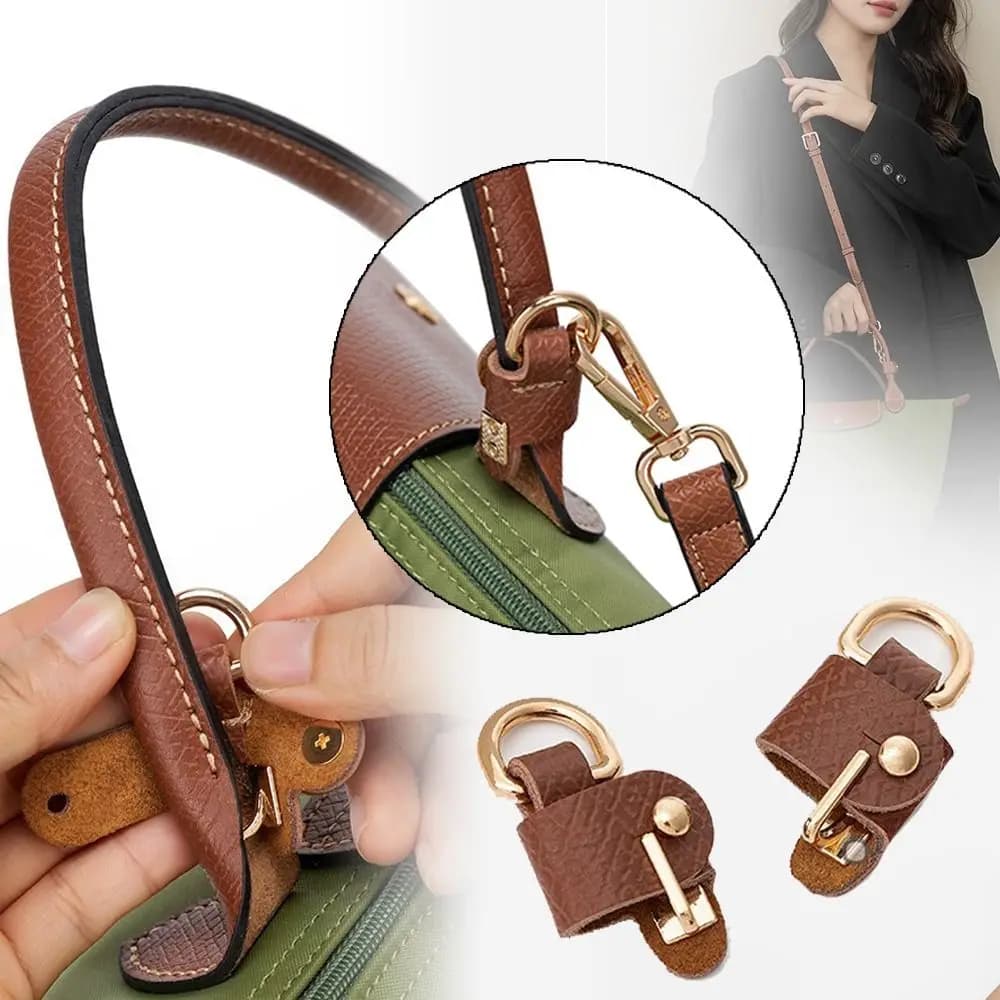 Replacement Genuine Leather Strap Punch-free Shoulder Strap Transformation Buckle Conversion Hang Buckle for Longchamp