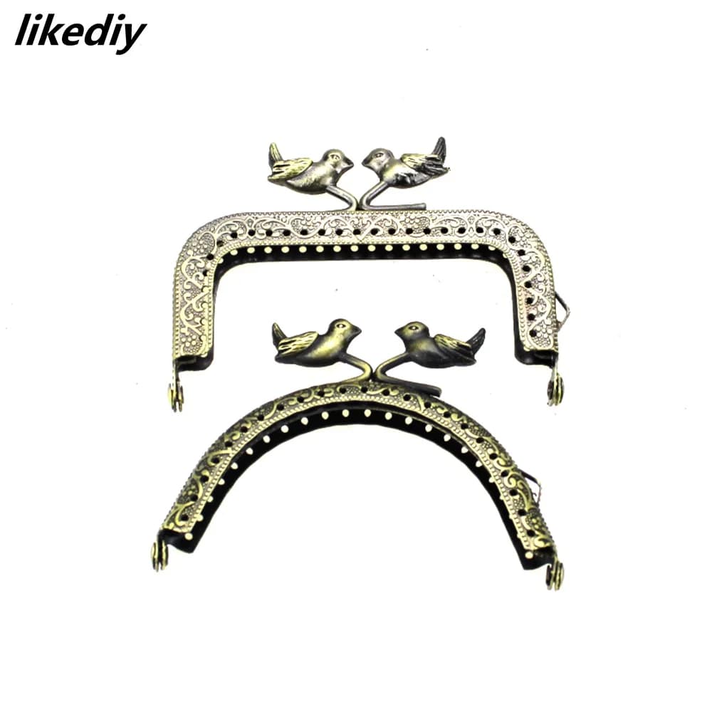 1 Piece 8.5 CM Bird Bead Antique Bronze Metal Purse Frame Kiss Clasp DIY Bag Accessory