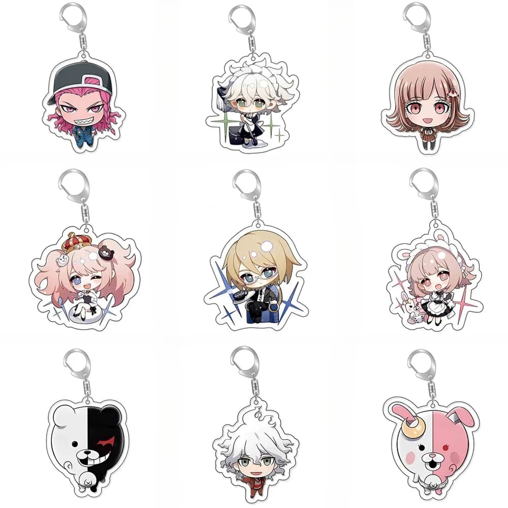 Monokuma Danganronpa Naegi Makoto Anime Keychain Cartoon Model Acrylic Keyring Bag Accessory Cute Gift