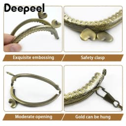 1/2/5/10Pcs 8.5cm Embossed Metal Bags Handle Purse Frame Kiss Clasp for Coin Wallet DIY Handmade Sewing Brackets Bag Accessories