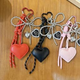 Bag Pendant Gift Heart Shape Imitation Leather Keychain Vibrant Color Bag Decor Charm Bag Car Key Accessory Ornament
