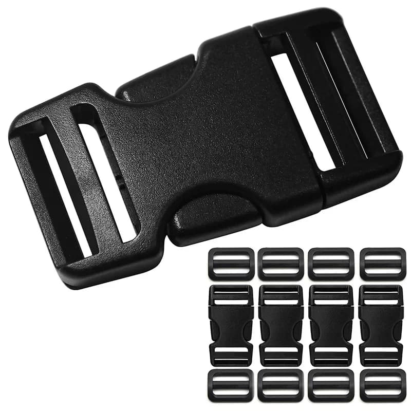 4 Sets Buckles for Straps, Release Buckle Plastic Clip Dual Adjustable, for Luggage Nylon Strap Webbing Outdoor Backpack