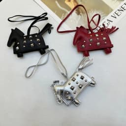 Soft Leather Pony Pendant, Car Pendant, Key Pendant, Handmade Leather New Rivets War Horse Bag Charm, Bag Charm Leather
