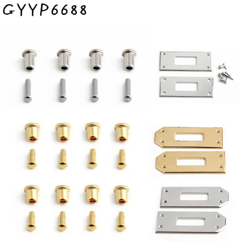 3/10Sets Silver/Gold Stainless Steel Rectangle Eyelets Screws For Handbag Shoulder Bags Lock DIY Hardware Repair Fix Accessories
