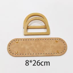 1Set Deepeel New Wooden Handles with Leather Bag Bottom Handmade Material Woven-bag Handbags Knit Bags DIY Sewing Accessories
