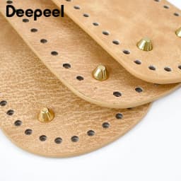 1Set Deepeel New Wooden Handles with Leather Bag Bottom Handmade Material Woven-bag Handbags Knit Bags DIY Sewing Accessories