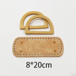 1Set Deepeel New Wooden Handles with Leather Bag Bottom Handmade Material Woven-bag Handbags Knit Bags DIY Sewing Accessories