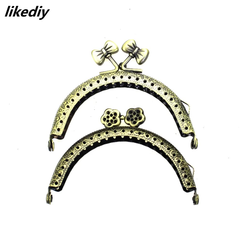 1 Piece 8.5 CM Antique Bronze Semicircle Metal Purse Frame Kiss Clasp Handle For DIY Bag Accessory
