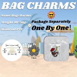 1PCS Bag Charms Cute Flower Rose Basketball Cartoon Handbag Accessories fit Tote Beach Travel Bag Decoration Women Bag Pendant