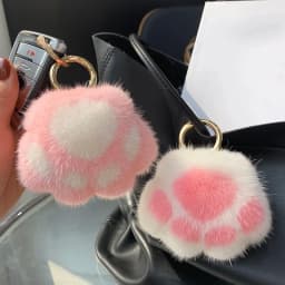 Multi-Color Cute Cat Paw Keychain Fluffy Faux Fur Keychain Soft Plush Couple Keychain Plush Car Key Ring Bag Pendant