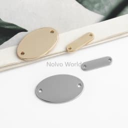 50-200PCS 20x6mm,30x19mm Oval Metal Double Holes Sewing Plate For DIY Pendant Bags Clothes Custom Brand Logo Tags Blank Label