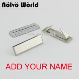 50-100PCS Laser YOUR NAME 45*13MM Metal Label Long Rectangle Purses Label Tags Metal Logo For DIY Handbag Bags Metal Labels
