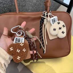 Fashion Love Plush Keychain Heart Shaped Lamb Wool Braided Rope Chain Retro Plush Handmade Pendant Key Jewelry Accessoriy