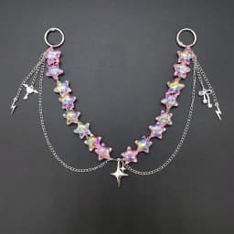 Iridescent Detachable ITA Bag Double Chain Star Heart Pendant DIY Bag Decorative Chain Pain Bag Charm Fashion Waist Chain