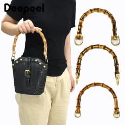 2Pcs Deepeel 10/12/13cm Natural Bamboo Handle Women's HandBag Purse Replacement Handles for Woven Bag Luggage Hardware Accessory