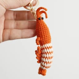 Cute Shrimp Charm Bag Pendant Cartoon Mini Hand Knitted Keyring Lovely Pendant Couple Keychain Bag Accessories