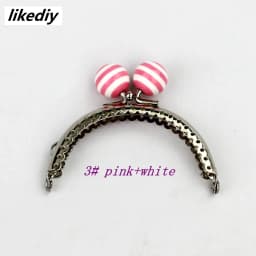 1 Piece 8.5 CM Stripe Lollipop Bead Metal Purse Frame Bright And Clean Semicircle Silver Kiss Clasp Bag Accessory