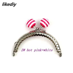 1 Piece 8.5 CM Stripe Lollipop Bead Metal Purse Frame Bright And Clean Semicircle Silver Kiss Clasp Bag Accessory