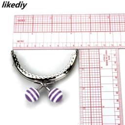 1 Piece 8.5 CM Stripe Lollipop Bead Metal Purse Frame Bright And Clean Semicircle Silver Kiss Clasp Bag Accessory