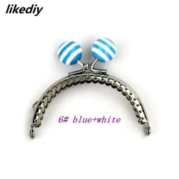 1 Piece 8.5 CM Stripe Lollipop Bead Metal Purse Frame Bright And Clean Semicircle Silver Kiss Clasp Bag Accessory