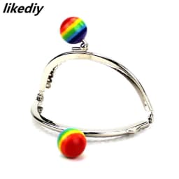 1 Piece 8.5 CM Stripe Lollipop Bead Metal Purse Frame Bright And Clean Semicircle Silver Kiss Clasp Bag Accessory