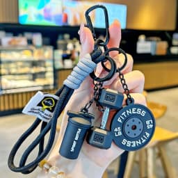 2025 HOT! Fitness Keychain Gym Barbell Key chain Weightlifting Keyring Silicone Weight Plate Gym Gifts Workout Gifts Bag gift