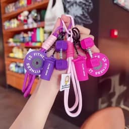2025 HOT! Fitness Keychain Gym Barbell Key chain Weightlifting Keyring Silicone Weight Plate Gym Gifts Workout Gifts Bag gift