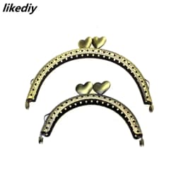 1 Piece Antique Bronze Semicircle Metal Purse Frame Heart Kiss Clasp Handle For Bag Accessory
