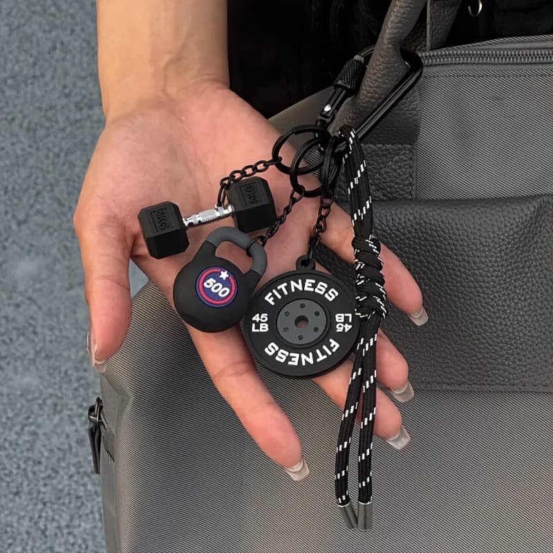 Dopamine Barbell Plates Keychain Kettlebell Water Cups Simulation Dumbbells Keyring INS Creative Fitness Series Pendant Gifts