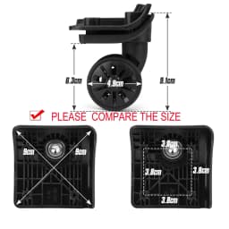 GUGULUZA 1Pair Luggage Wheels Suitcase Replacement Wheel W/H 4 Screw Holes Trolley Caster Double Row 360° Spinner Repairing Kit