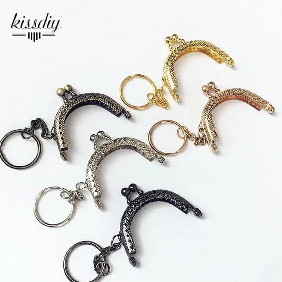 KISSDIY 20PCS 5CM Antique Bronze Silver Golden Metal Coin Purse Frames With Keyring Bag Handle Kiss Clasp DIY Bag Accessories