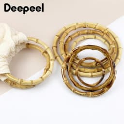 2/4/10P 7/10/12/15/18cm Natural Bamboo Bag Handles Handbag Round Ring Handle Purse Frame DIY Handmade Craft Wovenbag Accessories
