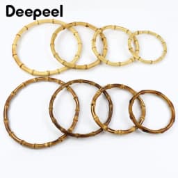 2/4/10P 7/10/12/15/18cm Natural Bamboo Bag Handles Handbag Round Ring Handle Purse Frame DIY Handmade Craft Wovenbag Accessories