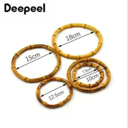 2/4/10P 7/10/12/15/18cm Natural Bamboo Bag Handles Handbag Round Ring Handle Purse Frame DIY Handmade Craft Wovenbag Accessories