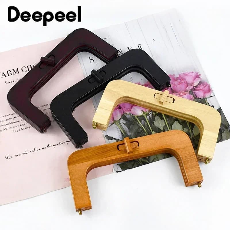 20*9cm Deepeel Bags Wooden Handle Turn Twist Lock Purse Frame Women's Hangbags Wallet Closure Clip Sewing Bracket Accessories