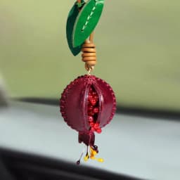 Genuine Leather Pomegranate Fruit Pendant Creative Handmade Fashion Delicate Handbag Ornament Cute Personalized Bag Accessories