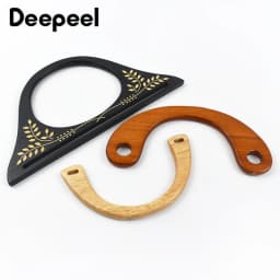 Bag Wooden Handles D Shape Handbag Kiss Clasp Purse Frames Handle Replacement Parts DIY Wallet Sewing Brackets Accessories
