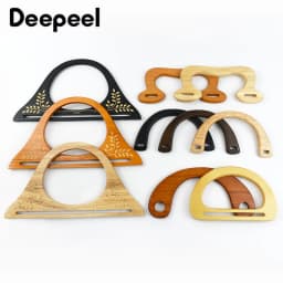Bag Wooden Handles D Shape Handbag Kiss Clasp Purse Frames Handle Replacement Parts DIY Wallet Sewing Brackets Accessories