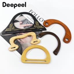 Bag Wooden Handles D Shape Handbag Kiss Clasp Purse Frames Handle Replacement Parts DIY Wallet Sewing Brackets Accessories