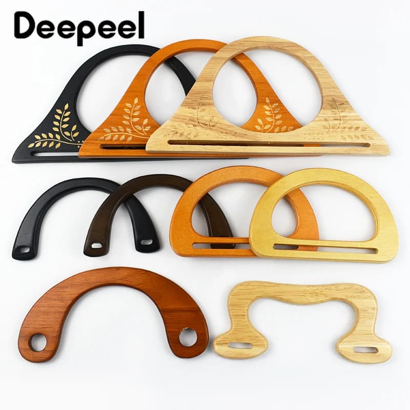 Bag Wooden Handles D Shape Handbag Kiss Clasp Purse Frames Handle Replacement Parts DIY Wallet Sewing Brackets Accessories
